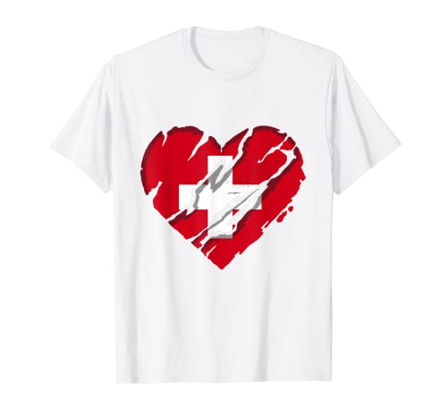 Switzerland Heart Swiss Flag Swiss Pride Camiseta