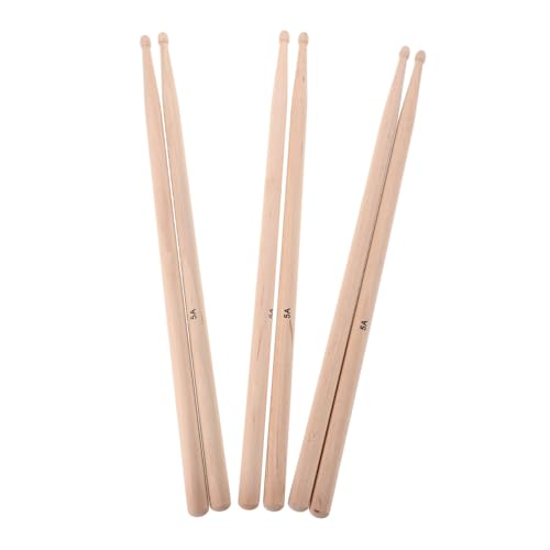 Mikinona 3 pares de baquetas para batería madera beige miniatura 1