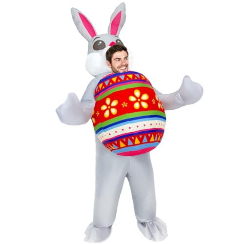 Rafalacy Inflatable Easter Bunny Costume for Adult Inflatable Easter Egg Costume Funny Rabit Costume Suit Easter Fancy Dress