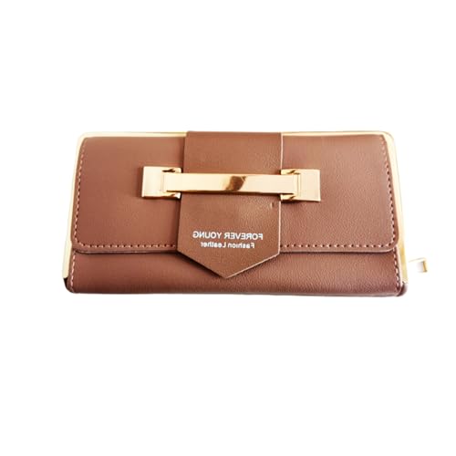 Akdigisoft Happy Handbag Wallet Women, Small Wallet Women’s Card Holder Zipper Coin Purse Soft PU Leather Ladies Wallet Short (Color : Brown)