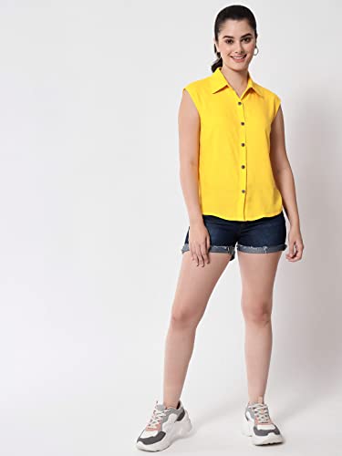 Image of FUNDAY FASHION Women's Rayon Blend Regular Fit Solid Casual Sleevesless Shirt (Pack of 2)