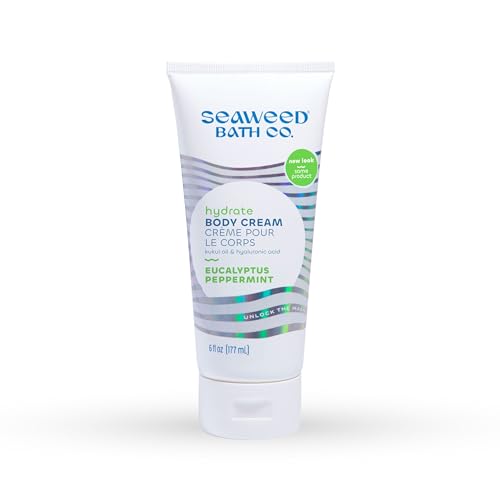 Seaweed Bath Co. Hydrate Body Cream, Eucalyptus Peppermint Scent, 6 Ounce, Nourishing Hand...