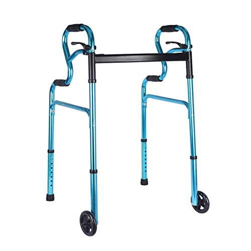 Deambulatore Per Anziani, Pieghevole Con 2 Ruote Supporto Per Camminare, Regolabile In Altezza In Alluminio,Carrello Rollatore Antiscivolo,Deambulatore Da Interno, Fino A 120 Kg