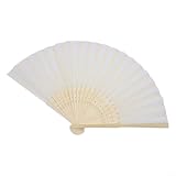 Ventilador tradicional ligero con soporte de madera de 23 varillas para eventos de verano, alquiler de disfraces o exposiciones del Heritage Center (blanco)