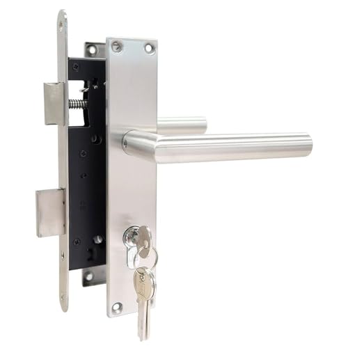 Einsteckschloss Gartentor links/rechts 72/45 mm Set Edelstahl Griffe Türschild Zylinder 35/35 3 Schlüssel Schloss Gartentür