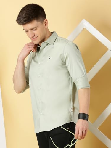 Image of Thomas Scott Men's | Solid | Full Sleeve | Slim Fit | Cotton Blend | Spread Collar | Casual Shirt