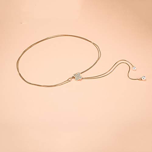 1 Pcs Woman Belly Waist Chain Lady Simple Belts Body Jewelry Women Belt Dress Accessories (Color : White-Fruit peach5)4