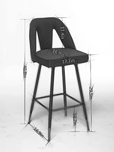 Polibi Modern Bar Chairs Set Of 2, Contemporary Velvet Upholstered Bar Stools Tool & Counter Stools With Nailheads And Gold Tipped Black Metal Legs, Leisure Style Bar Chairs (Beige) #TOP1