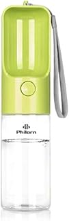Philorn Portable Dog Water Bottle, 450ml Dog Walking Travel Bottles, Food Grade Leakproof Pet Outdoor Drinking Cup, Puppy Water Dispenser with Drinking Feeder, One-button Operation (Green)