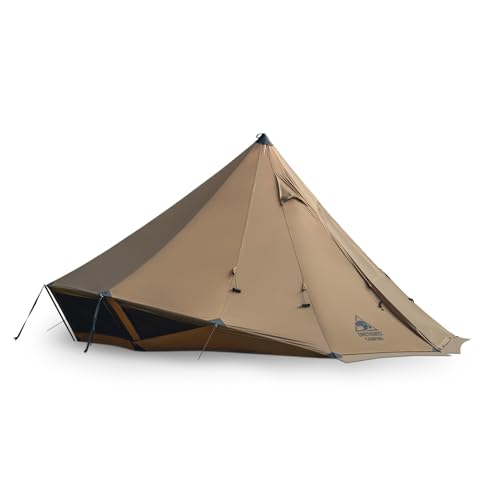 OneTigris Gastropod Tipi Zelt 3-6 Personen 4 Jahreszeiten Zelt mit Ofenloch Firstzelt...