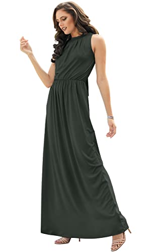 Image of KOH KOH Womens Long Sleeveless Halter Bridesmaid Wedding Guest Maxi Dress