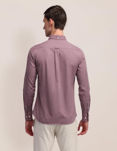 Image of U.S. Polo ASSN. Solid Slim Fit Shirts for Men - 100% Cotton, Full Sleeve Mens Casual Shirts