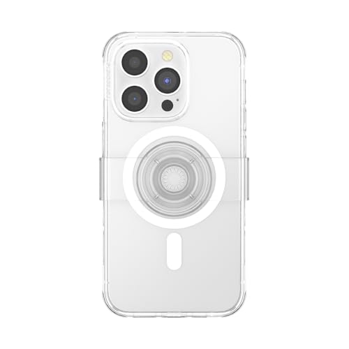 Image of POPSOCKETS iPhone 14 Pro Case with Phone Grip and Slide Compatible with MagSafe, Phone Case for iPhone 14 Pro, Wireless Charging Compatible - Clear