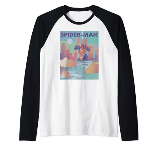 T-shirt Spider-Man Marvel City Skyline de Style Baseball aux Finitions et Coutures Robustes
