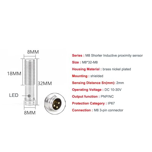 Sensor M8 de proximidad inductivo con rango doble no empotrado de 4mm 2