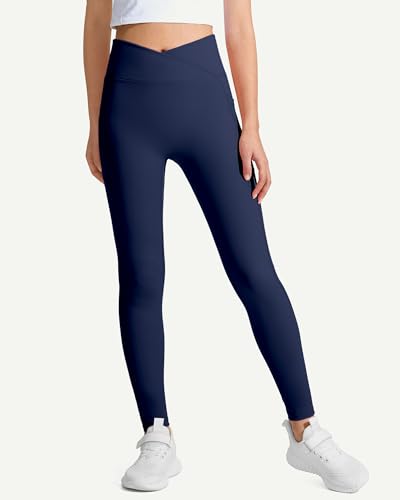 Image of JOCMIC Girls Athletic Leggings High Waist for Kids Yoga Dance Gym Pants with Pocket