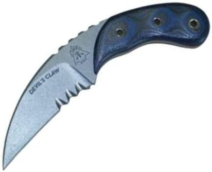 Tops Knives DEVCL01 Devil's Claw Fixed Blade Knife with Black & Blue G-10 Han...