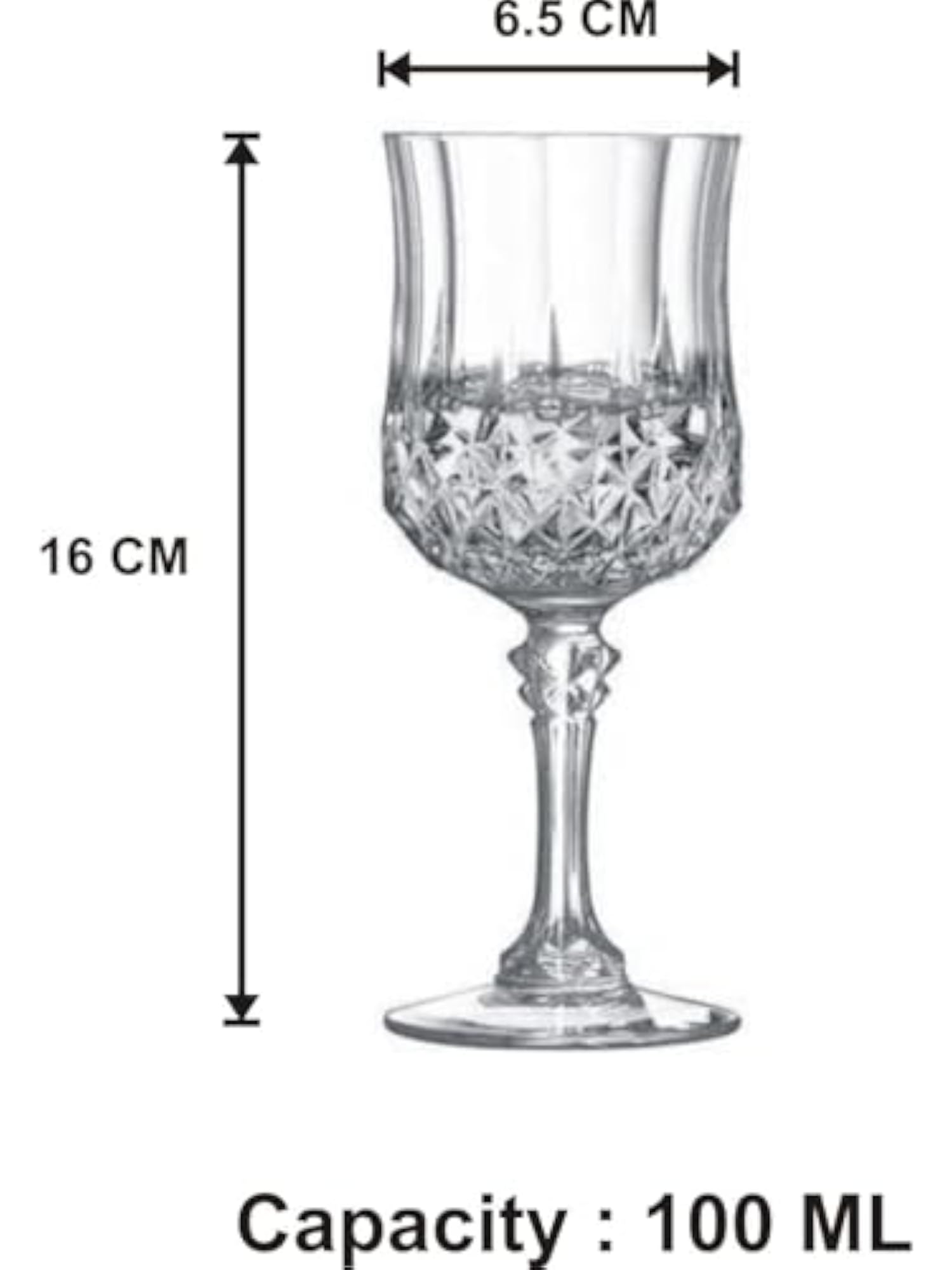 Multipurpose Wine Drinking Glass, 300 Ml Transparent