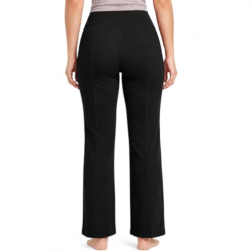 Image of NINQ Women High Waist Flare Pants Lite Regular | Smart Casual Korean Trouser for Office Wear, Gym, Sports, Travel & Daily Styling