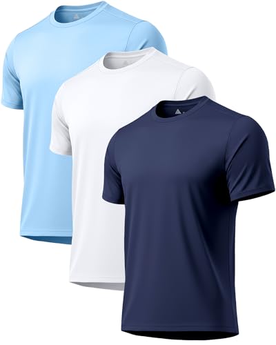 3 Pack Mens Rash Guard Shirt Sun Protection Water Tee UPF 50+ Fast Dry Lightweight Short Sleeve Shirts Gym Swim Shirt