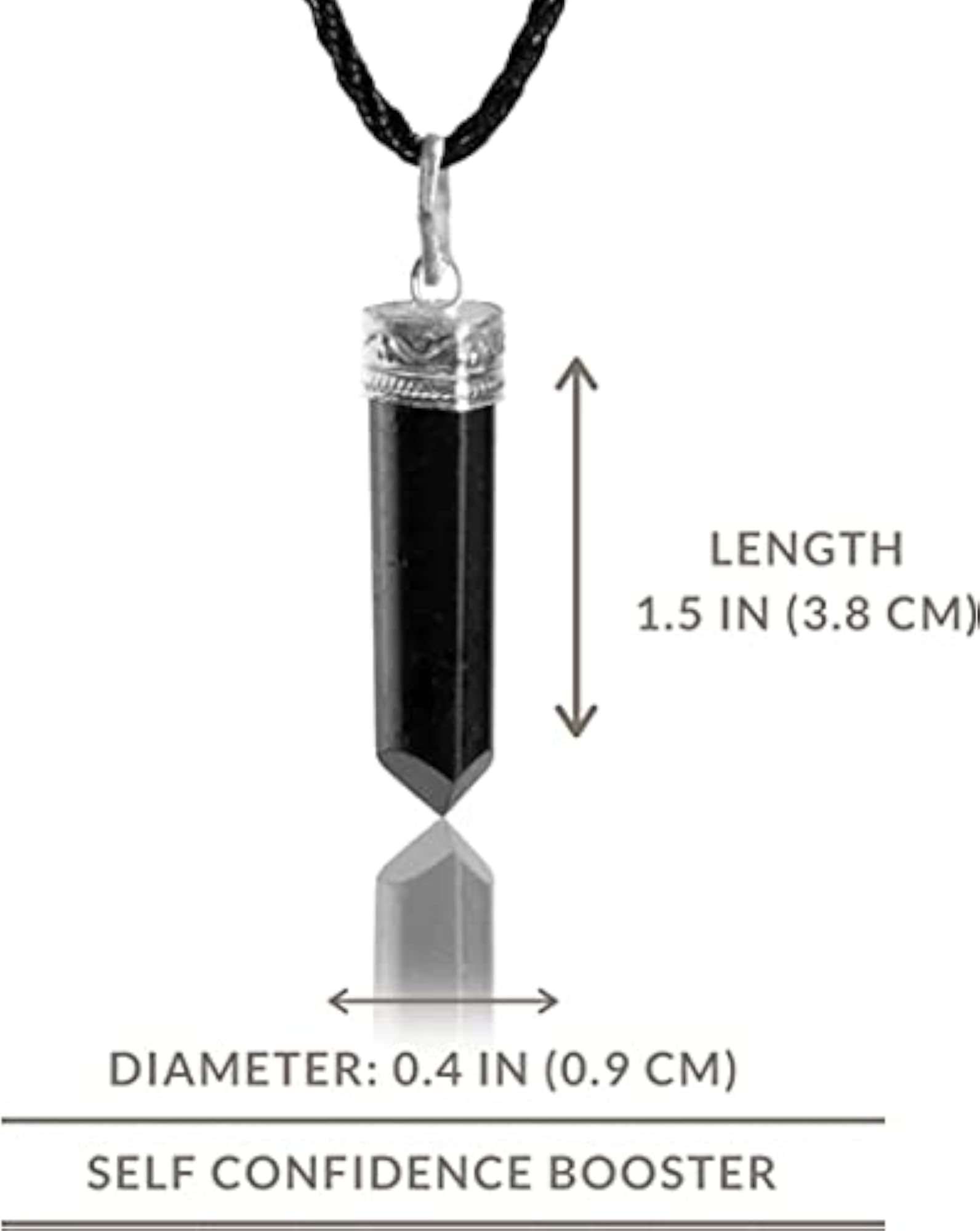 Black Pencil Crystal Stone Pendant, Healing Gift