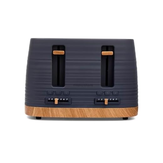 Morphy Richards Clay 4 Slice Grey Toaster, Wide Slots, High Lift, Anti-Slip Rubber Feet, Removable Crumb Tray, Cancel, Reheat, Defrost, Integrated Cord Storage, Flint, 243101