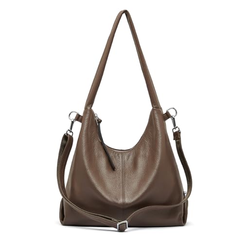 Image of MFFOR Genuine Leather Hobo Bags for Women,Large Tote Purses,Handbag | Slouchy design, Shoulder bag, 14.1*3.9*11inch, Adjustable strap, Large capacity, Secure closure