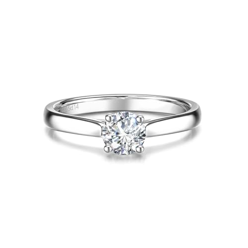 AGVANA The Eternal Knot 0.3 Carat - 1 Carat Lab Grown Diamond 4 Prong Solitaire Ring in Sterling Silver Engagement Promise Anniversary Wedding Ring for Women (D-E Color, VS Clarity)