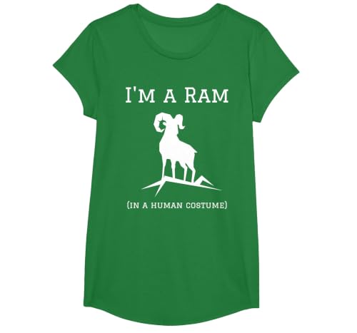 I'm a Ram in a Human Costume Funny T-Shirt, Girls, Kelly Green, Small