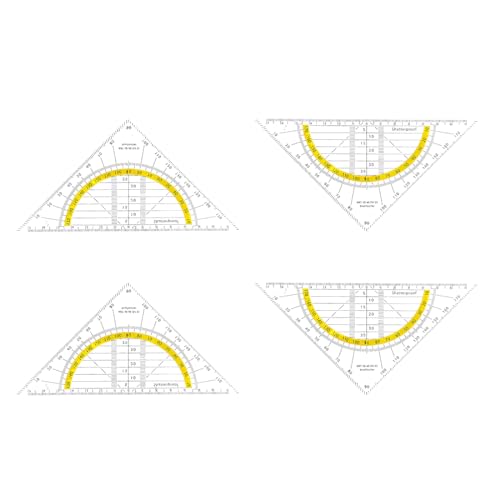 4 Stück Geodreieck aus Kunststoff, 16 cm, bruchsicher und transparent (A)