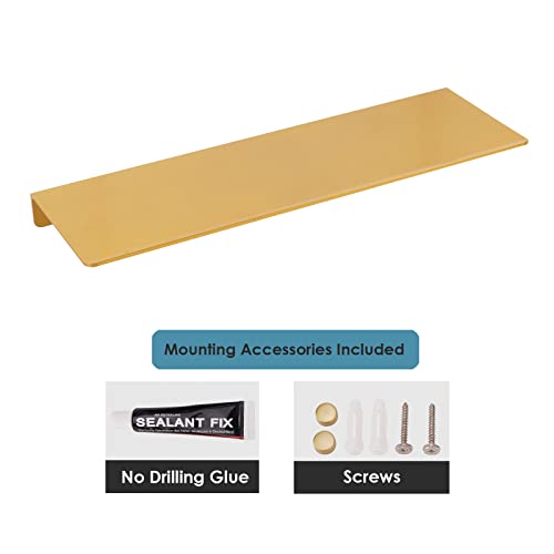 Veefos Brushed Gold Bathroom Shelf Floating Shelf Wall Mounted, Metal Wall Shelf Bathroom Storage Shelf Bathroom Organizer Countertop, Aluminum(1 Pack, 15.6 Inch) #TOP6