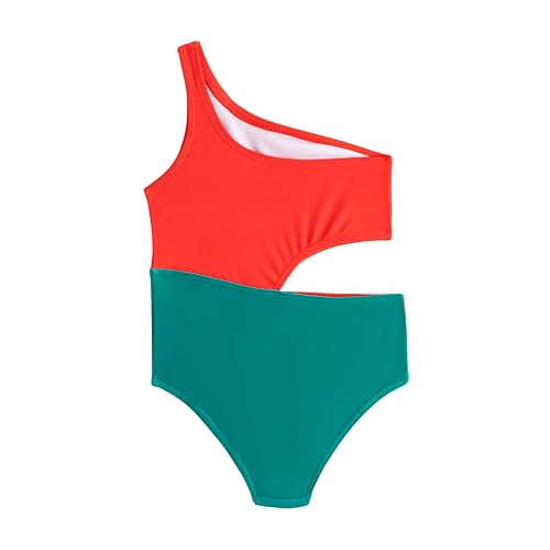 Image of LIZENS Girls One Piece Swimwear One Shoulder Watermelon Print Swimsuit for Kids Girls Bathing Suit