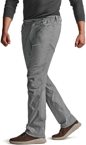 Image of CQR Men's Winter Fleece Lined Pants, Water-Resistant Outdoor Stretch Work Pants, Windproof Casual Pants with Pockets