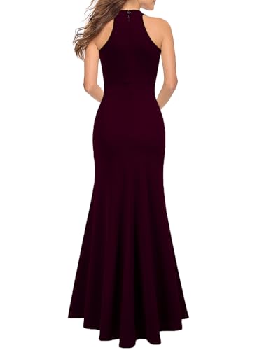 Image of WOOSEA Women Sleeveless High Neck Split Evening Cocktail Long Dress