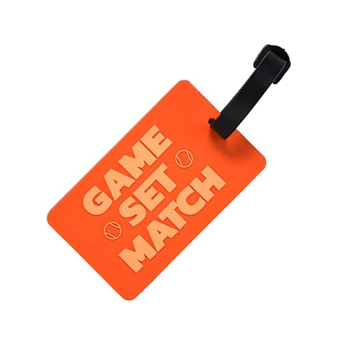 Tennis Bag Tag – Game Set Match Orange, Silicone Luggage Tag for Tennis Bags & Travel, Waterproof & Durable, Secure Strap for Easy Identification, Perfect Tennis Gift