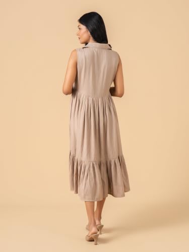 Image of The Mom Store Printed Maternity & Nursing Dress for Women | Cotton | Feeding Dress | Midi Dress | Pregnancy & Postpartum Wear | Stylish Causal Wear Dress for New Mom
