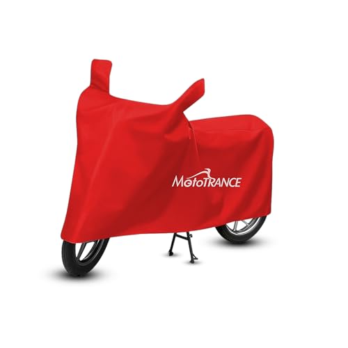 Mototrance Stylish Red | Water Resistant | Dustproof | UV & Heat Resistant | Mirror Pockets | Buckle Belt | Bike Scooter Scooty Cover | Compatible with Vespa ZX 125 2019