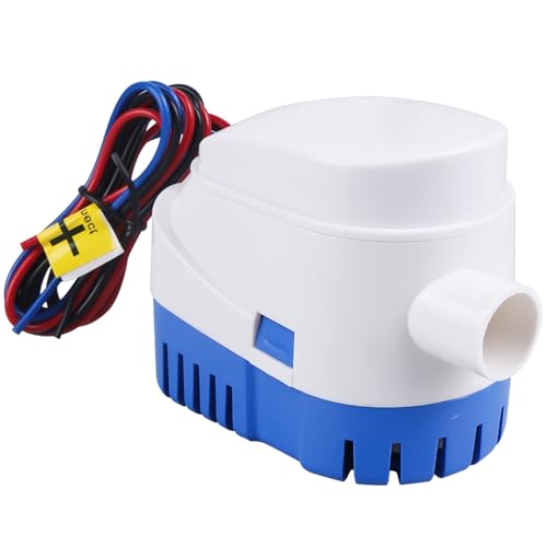 Automatische Bilgepumpe 12V, 1100GPH/70LPM Automatische Boots Lenzpumpe, Klein Elektrische Wasserpumpe mit Schwimmschalter, Marine Bilgenpumpe Tauchpumpe für Boote Teiche Pools(Blau)
