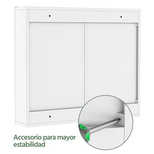 Miniatura 6 de Yaheetech Armario De Baño Con Espejo Armario De Pared Colgante Con 3 Puertas 70,5x15x60,5cm Muebles De Baño Suspendido Con Estanteria Ajustables Blanco