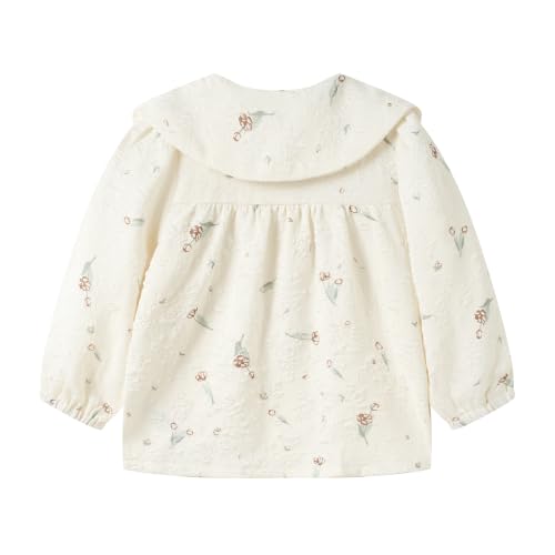 Image of Mud Kingdom Girls Blouse Shirts Spring Fall Long Sleeve Button-Down Top Ruffle Collar