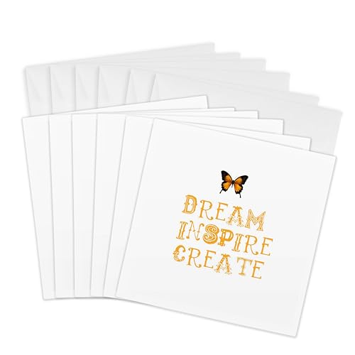 Cartes de vœux loi de l'attraction 3dRose papillon - Lot de 6 cartes carrées