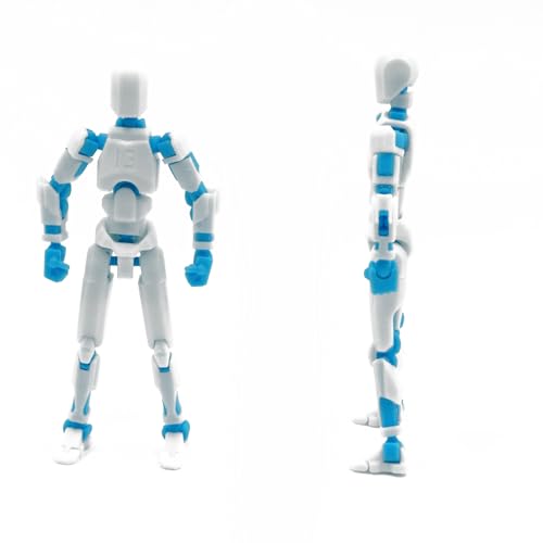 Image of Dummy 13 Action Figure Robot | Fully Articulated 3D Printed Robot Toy | 5.4-inch Collectible Figurine Matte Finish| Unassembeled (White-SkyBlue)
