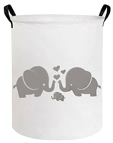 Image of ESSME Baby Laundry Basket,Elephant Hamper，Baby Hamper For Nursery for Kids, Elephant Nursery Decor,Gift Baskets,Home Organizer (Love Elephant)
