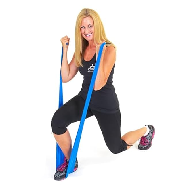 Black Mountain Products Therapy Exercise Bands with Resistance Band Carrying Case, Door Anchor and Starter Guide, Yellow, Blue, Green