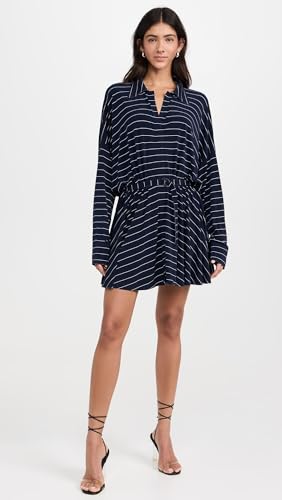 Image of Norma Kamali Women's Super Oversized Shirt Flared Mini Dress