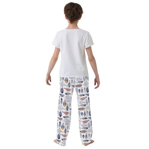 ZZXXB Ethnic Fish Boys Long Pants Soft Trousers Elastic Waist Kids Lounge Bottoms with Pockets S-XL3