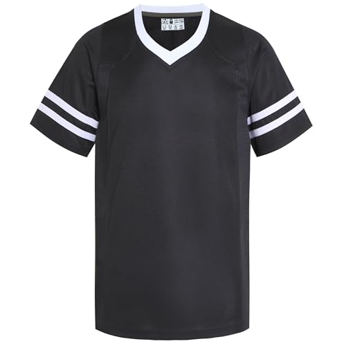 Lista de Ropa de Fútbol para Hombre los 5 mejores. 46 Pullonsy - Camisetas de fútbol americano para hombre, unisex, réplica lisa, para entrenamiento, deportes, ropa casual, White Stripe-black Jersey, X-Large