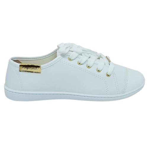 Moleca, Tênis Feminino Moleca Napa Ajuste Fácil Verniz Neo Cor:Branco;Tamanho:35