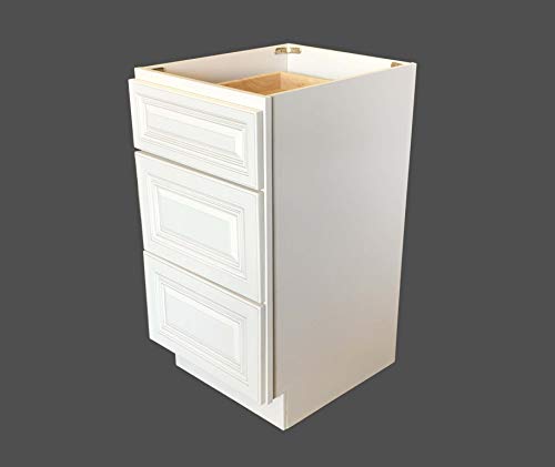 12" W X 21" D - 3 Drawers Antique White Bathroom Vanity Base Cabinet Solid Wood Aw-Vdb1221 #TOP2