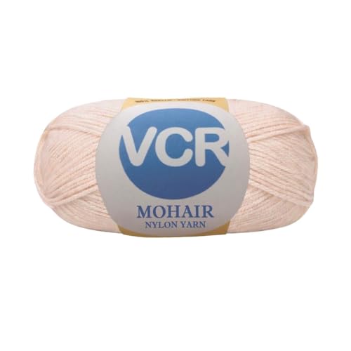 Image of VCR Mohair Nylon Blush Pink Yarn, 100 Grams Hank, 196 Meters Length, Acrylic 75%, Mohair Nylon 25%, Pack of 1 Yarn, Soft Crosia Threads, Suitable for Winter Garments.